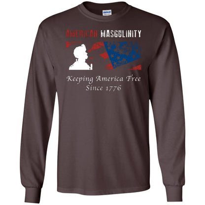 American Masgulinity Keeping America Free Since 1776 Shirt Dark Chocolate