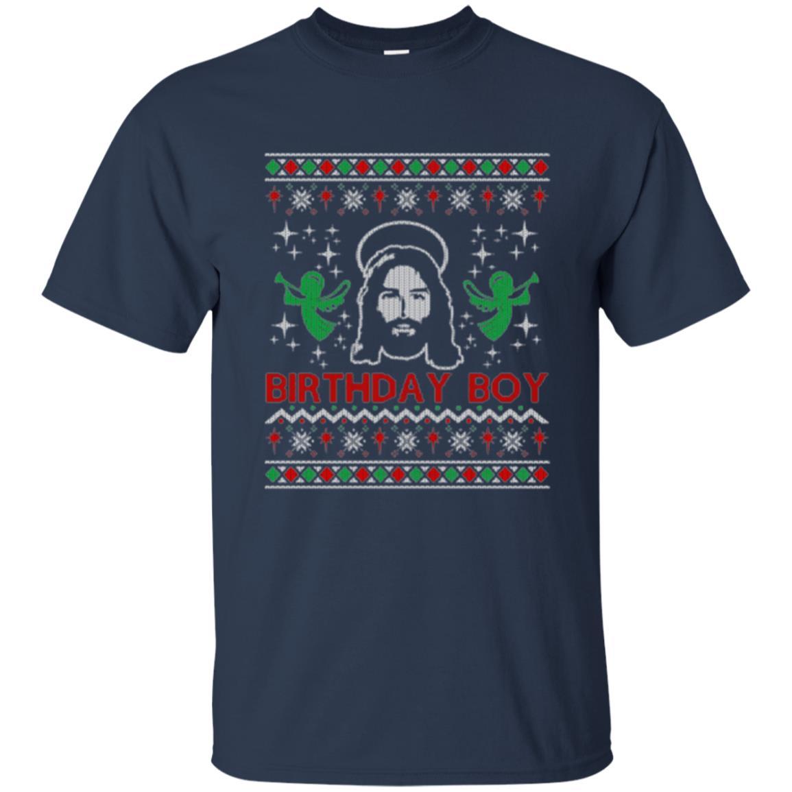 Christmas T-shirt Jesus Birthday Boy Ugly Christmas Sweater Navy