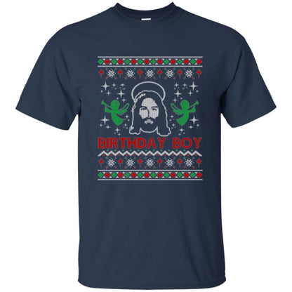 Christmas T-shirt Jesus Birthday Boy Ugly Christmas Sweater Navy