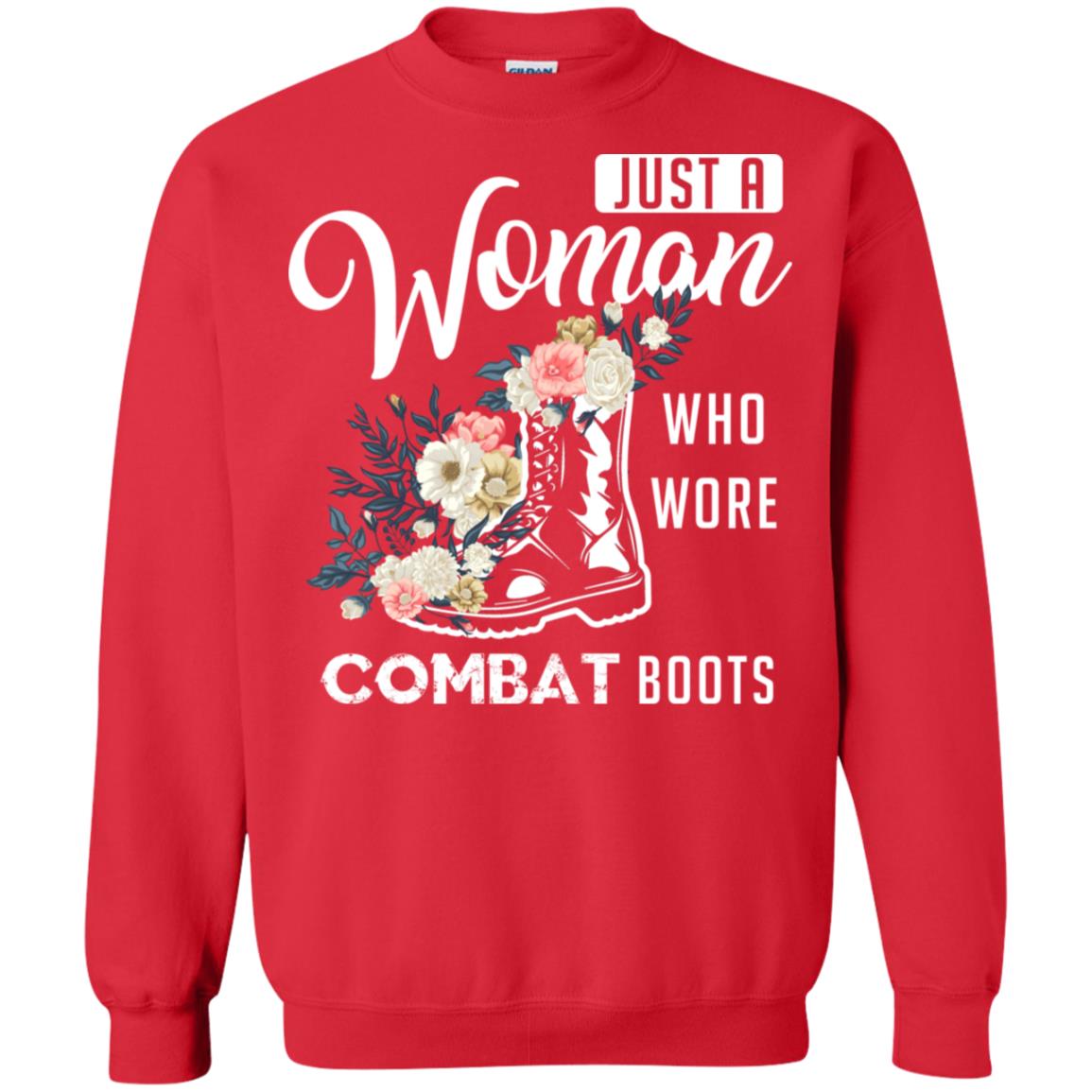 Just A Woman Who More Combat Boots Female Veteran T-shirt Red