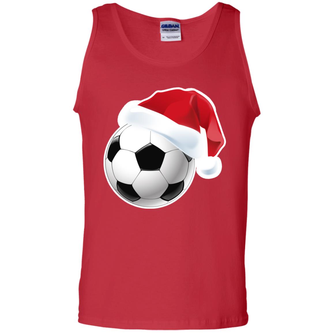 Soccer With Santa Claus Hat X-mas Shirt For Soccer Lovers Red