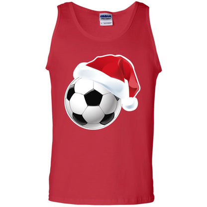 Soccer With Santa Claus Hat X-mas Shirt For Soccer Lovers Red