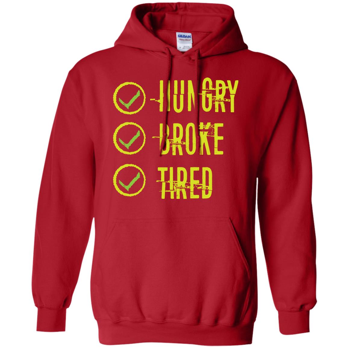 Hungry Broke Tired Check Mark T-shirt Red