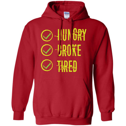 Hungry Broke Tired Check Mark T-shirt Red