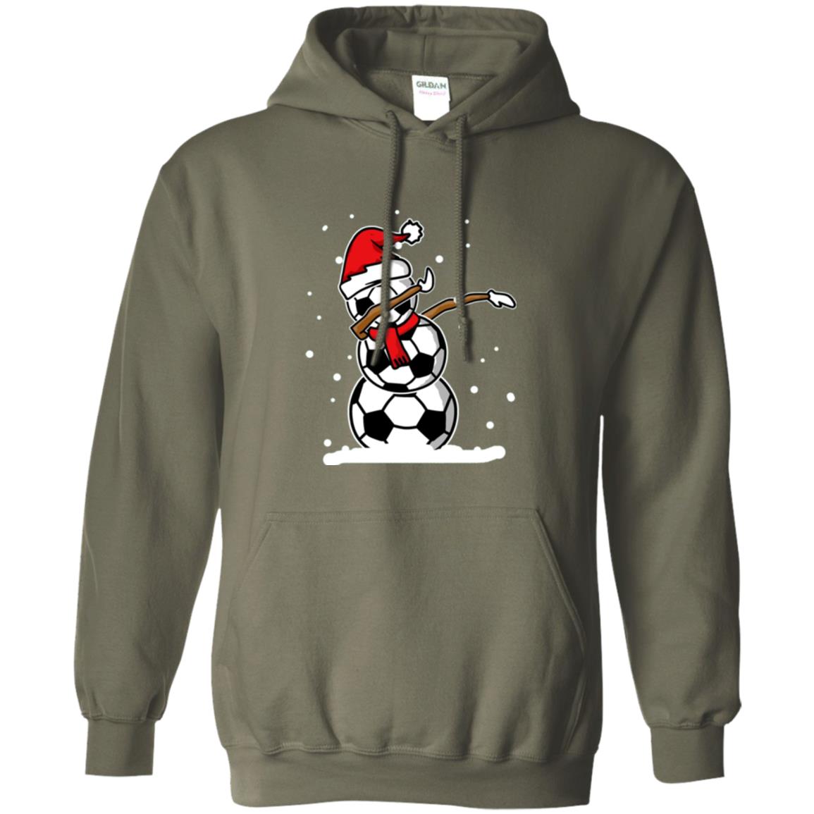 Christmas T-shirt Dabbing Snowman Ball Military Green