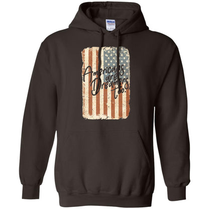 Americans Are Dreamers Too T-shirt American Flag Dark Chocolate