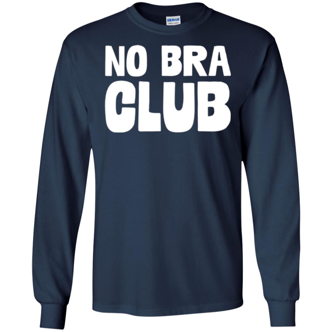 No Bra Club T-shirt Funny Feminist Women No Bra Navy