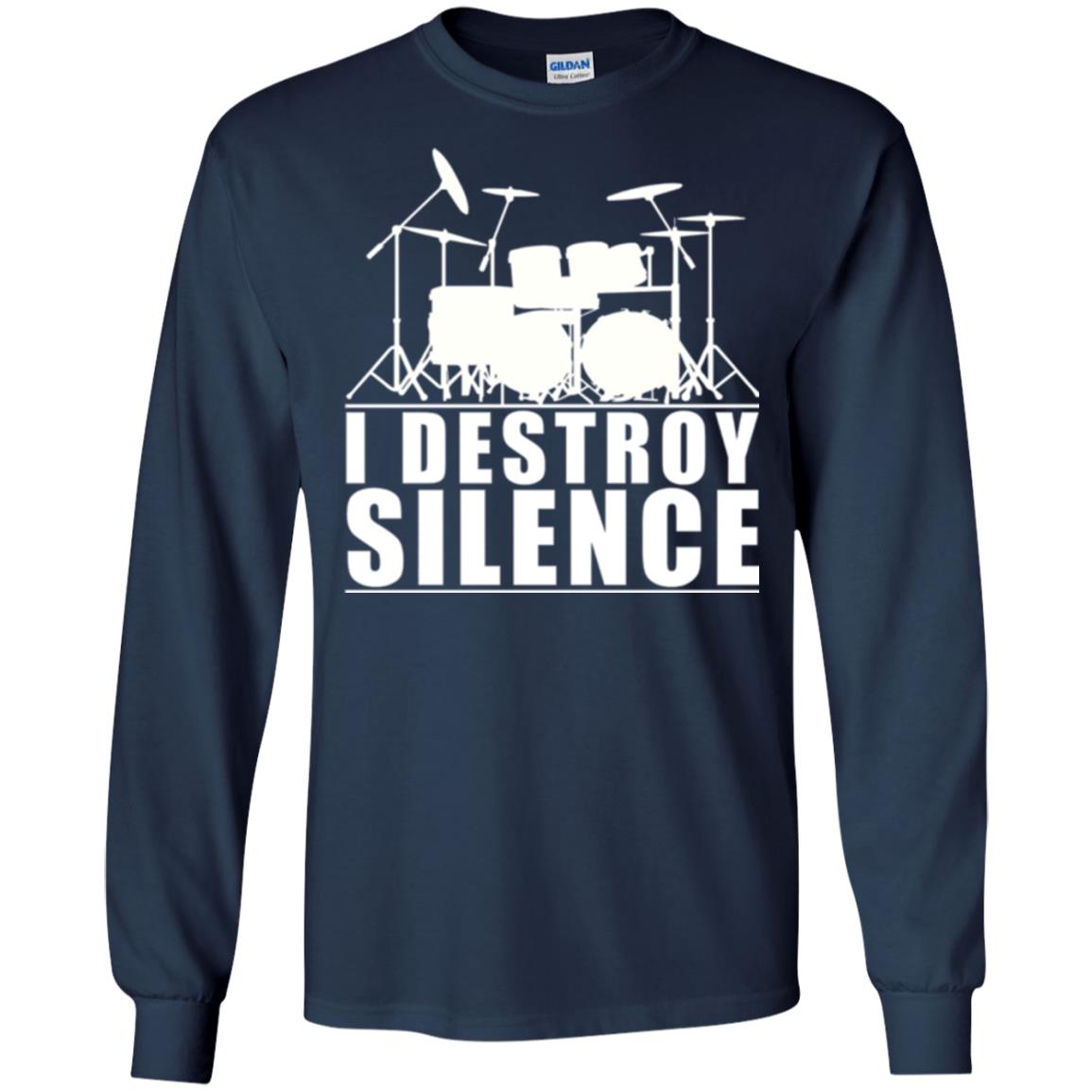 Drums Lover T-shirt I Destroy Silence Navy