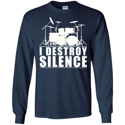 Drums Lover T-shirt I Destroy Silence Navy