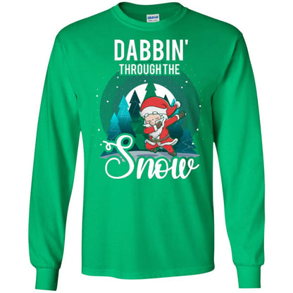 Christmas T-shirt Santa Claus Dabbing Through The Snow Irish Green