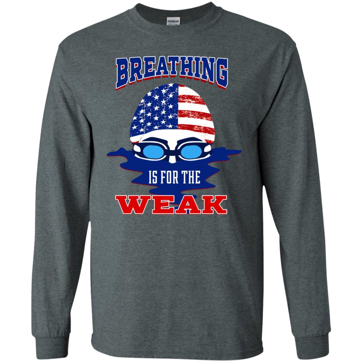 Breathing Is For The Weak Swimmer Gift Shirt Dark Heather