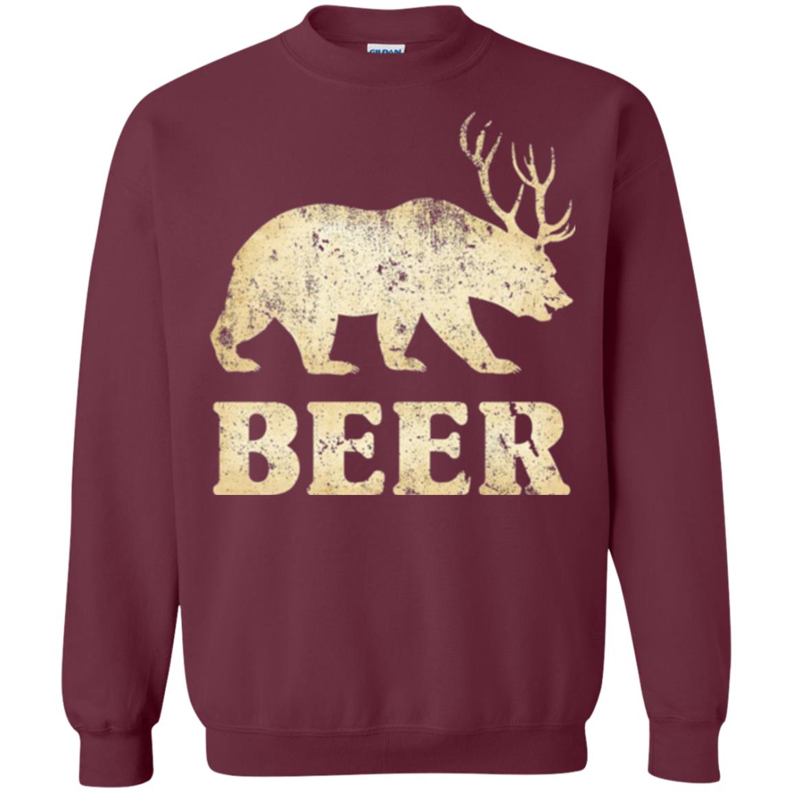 Beer T-shirt Vintage Bear Deer Maroon