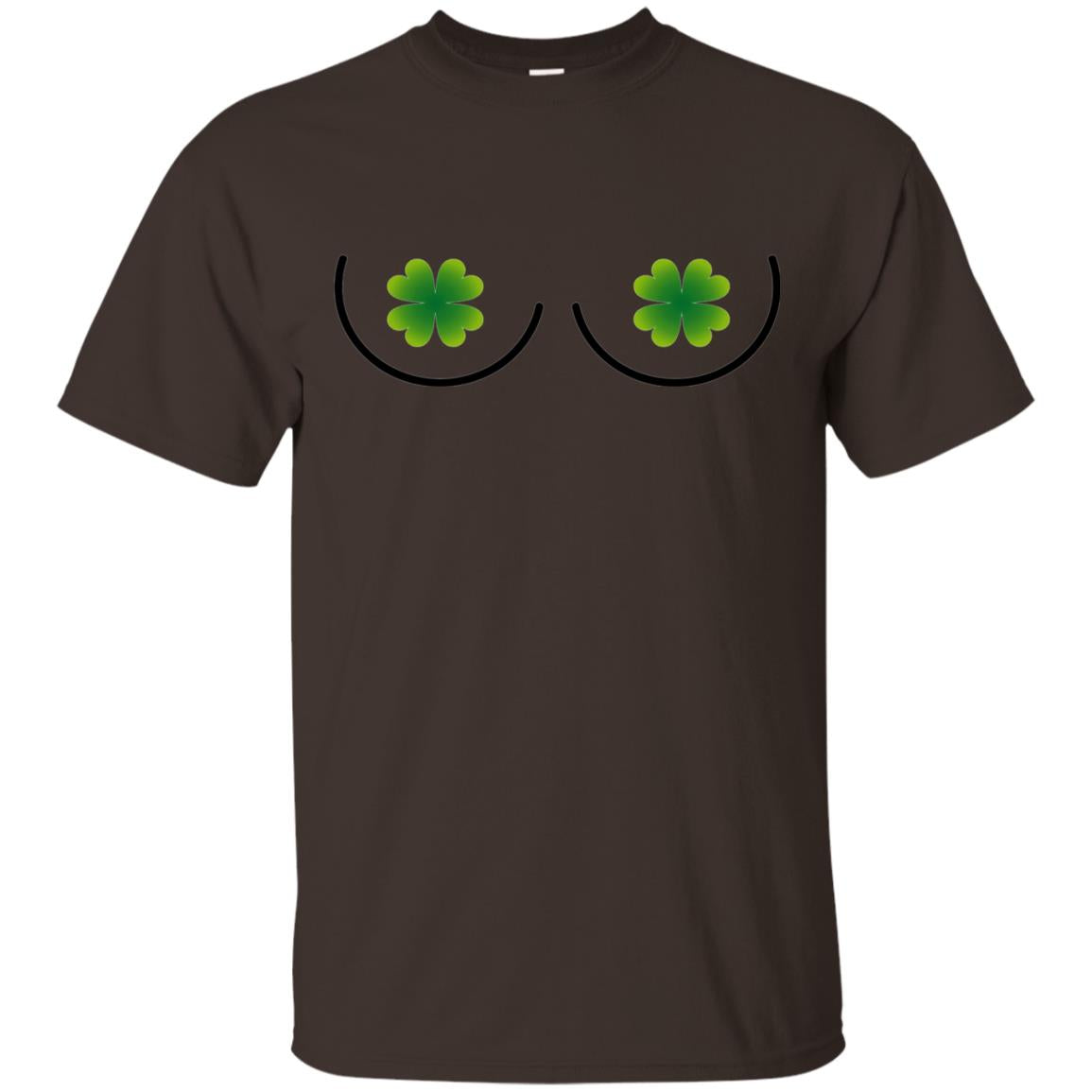 Irish Shamrock Boobs St. Patrick_s Day T-shirt Dark Chocolate