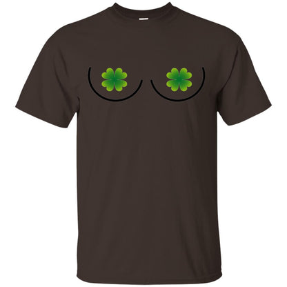 Irish Shamrock Boobs St. Patrick_s Day T-shirt Dark Chocolate