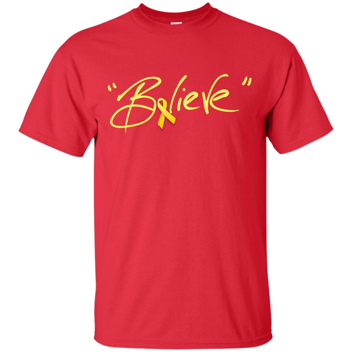 Sarcoma Bone Bladder Cancer Awareness Shirt Yellow Ribbon Believe Red