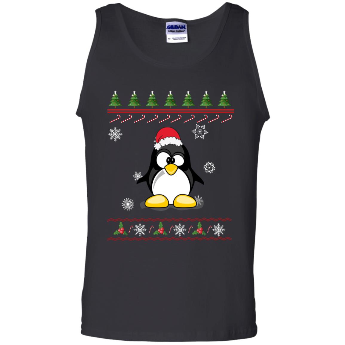 Penguin With Santa Hat Merry X-mas Ugly Christmas Gift Shirt For Mens Womens Kids Black