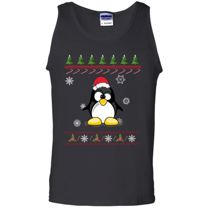 Penguin With Santa Hat Merry X-mas Ugly Christmas Gift Shirt For Mens Womens Kids Black