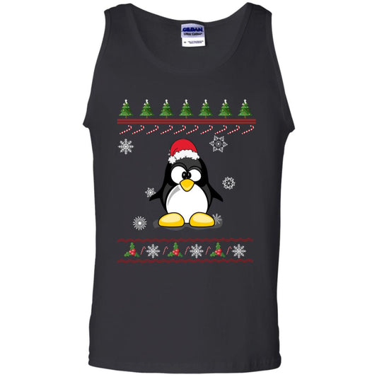 Penguin With Santa Hat Merry X-mas Ugly Christmas Gift Shirt For Mens Womens Kids Black