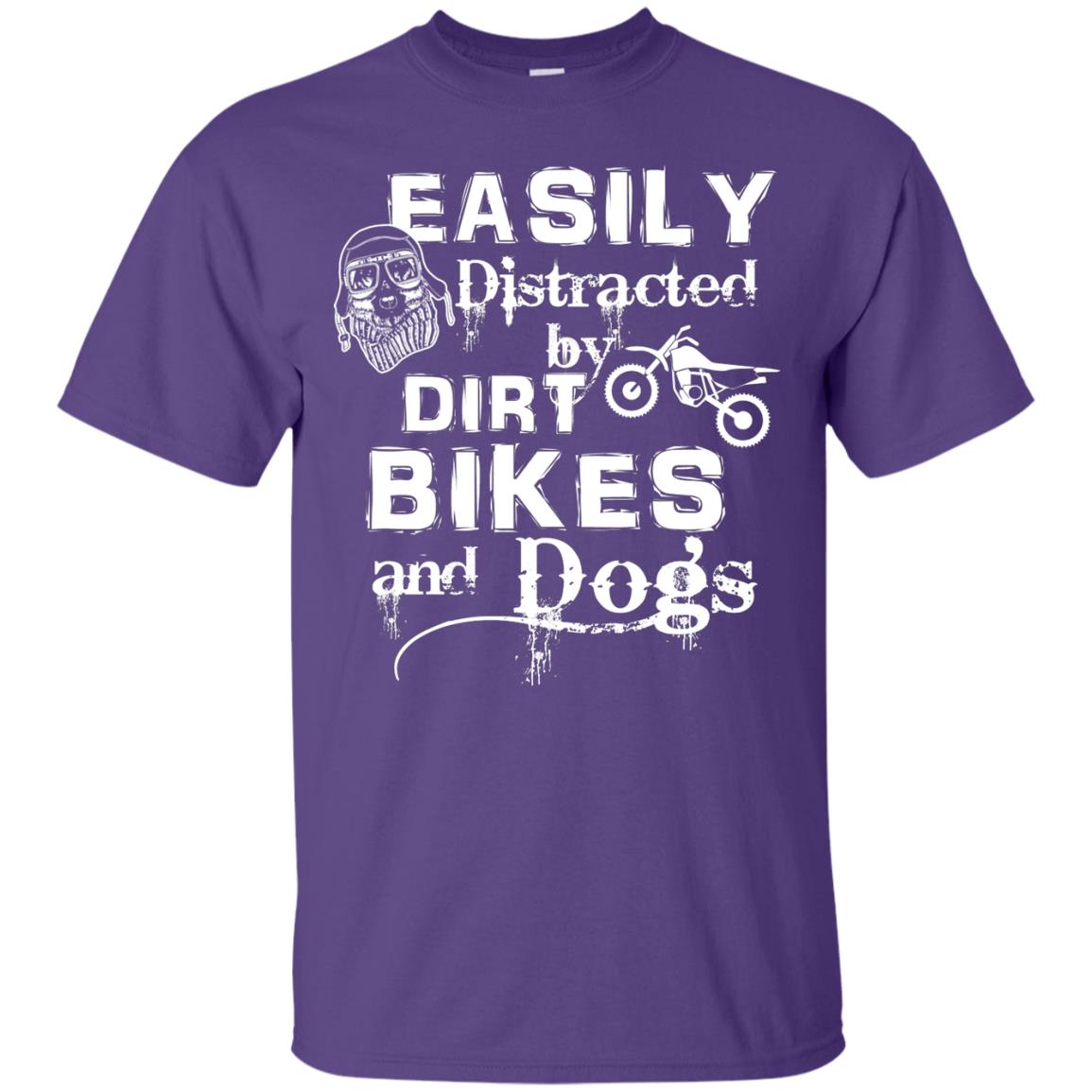 Dogs And Bikes Lover T-shirt Easily Distracted By Dirt Bikes And Dogs Purple