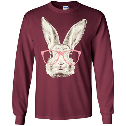 Easter Bunny Rabbit Pink Glasses Funny Hipster Shirt Maroon