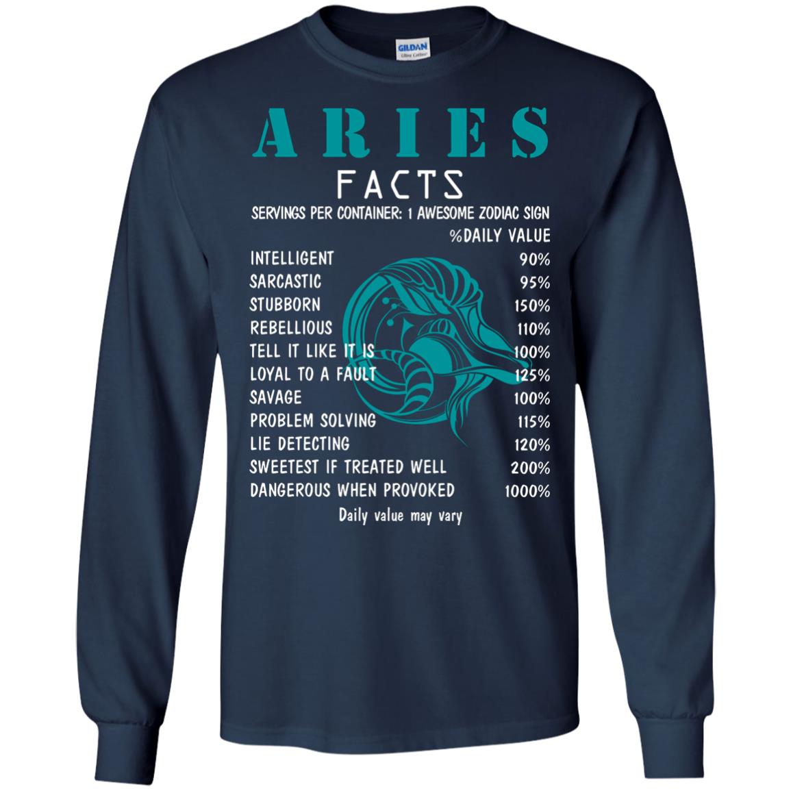 Aries Facts 1 Awesome Zodiac Sign Gift Shirt For Aries Horoscope Navy