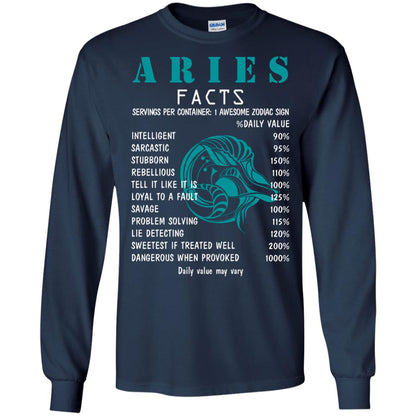 Aries Facts 1 Awesome Zodiac Sign Gift Shirt For Aries Horoscope Navy