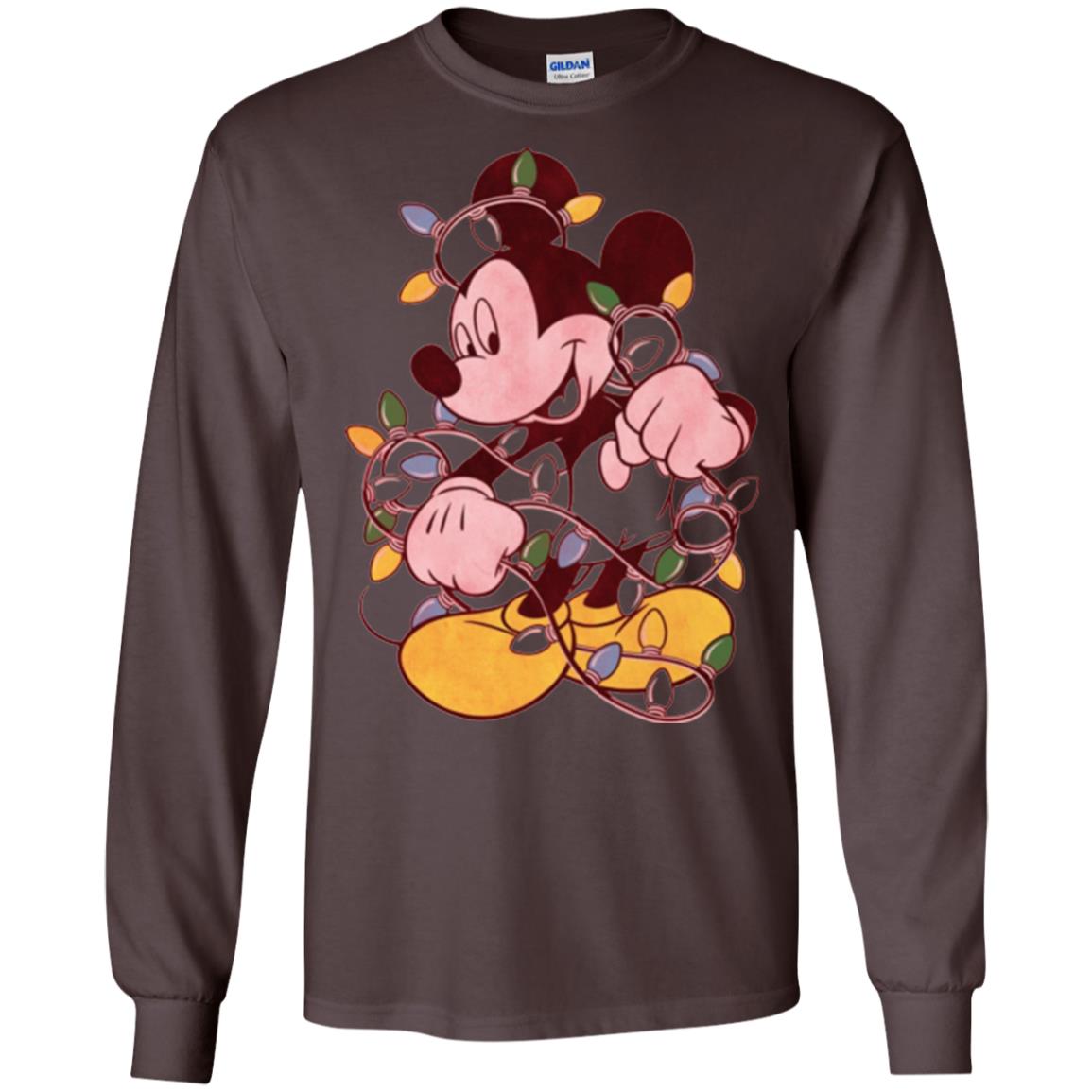 Christmas Lights T-shirt Disney Mickey Mouse Dark Chocolate
