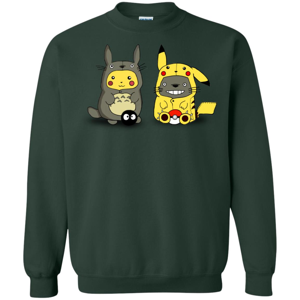 Pikachu Cosplay Totoro And Totoro Cosplay Pikachu T-shirt Forest Green