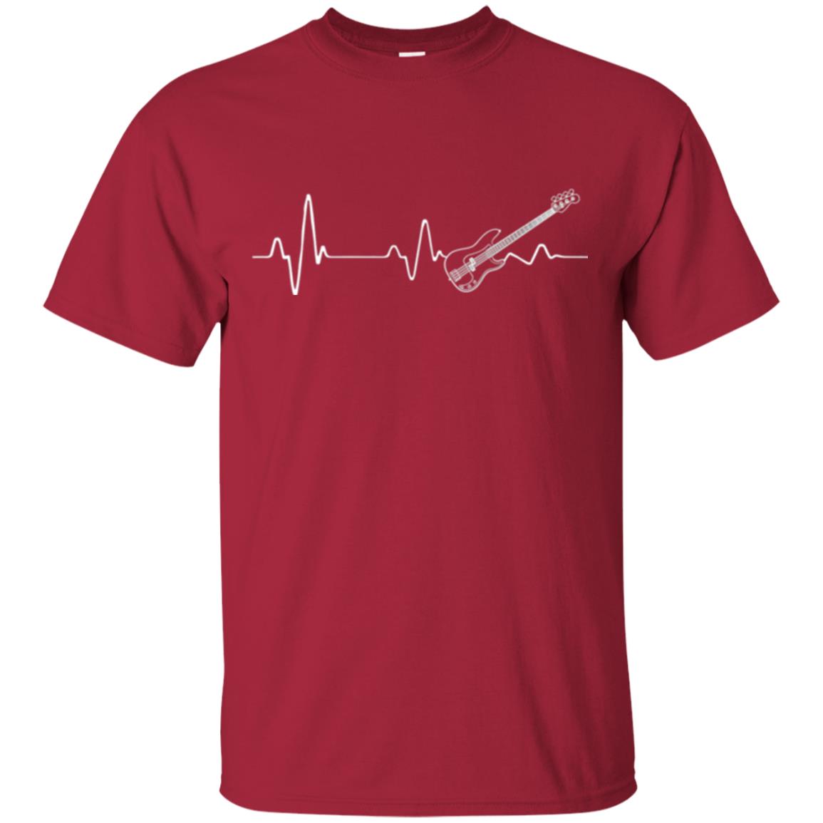 Bass Guitar Lovers T-shirt Heartbeat Cardinal