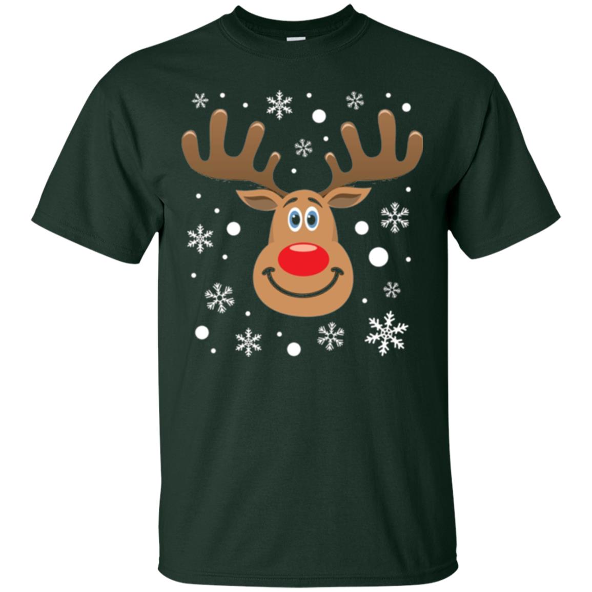Christmas T-shirt Reindeer Merry Christmas Forest Green