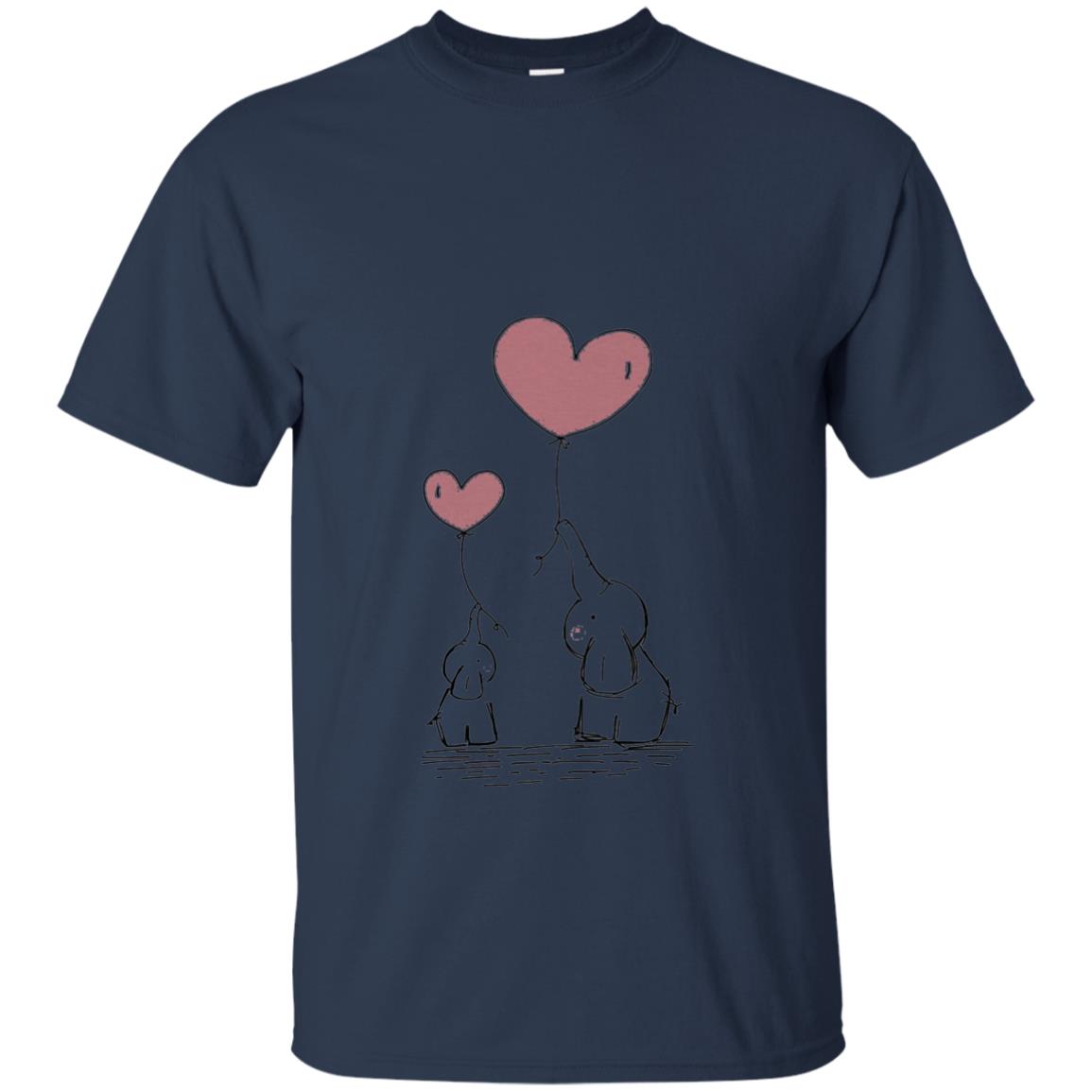 Elephants Mom Heart Balloons Family Shirt Navy