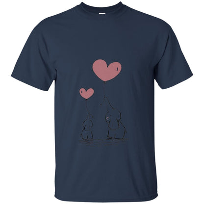 Elephants Mom Heart Balloons Family Shirt Navy