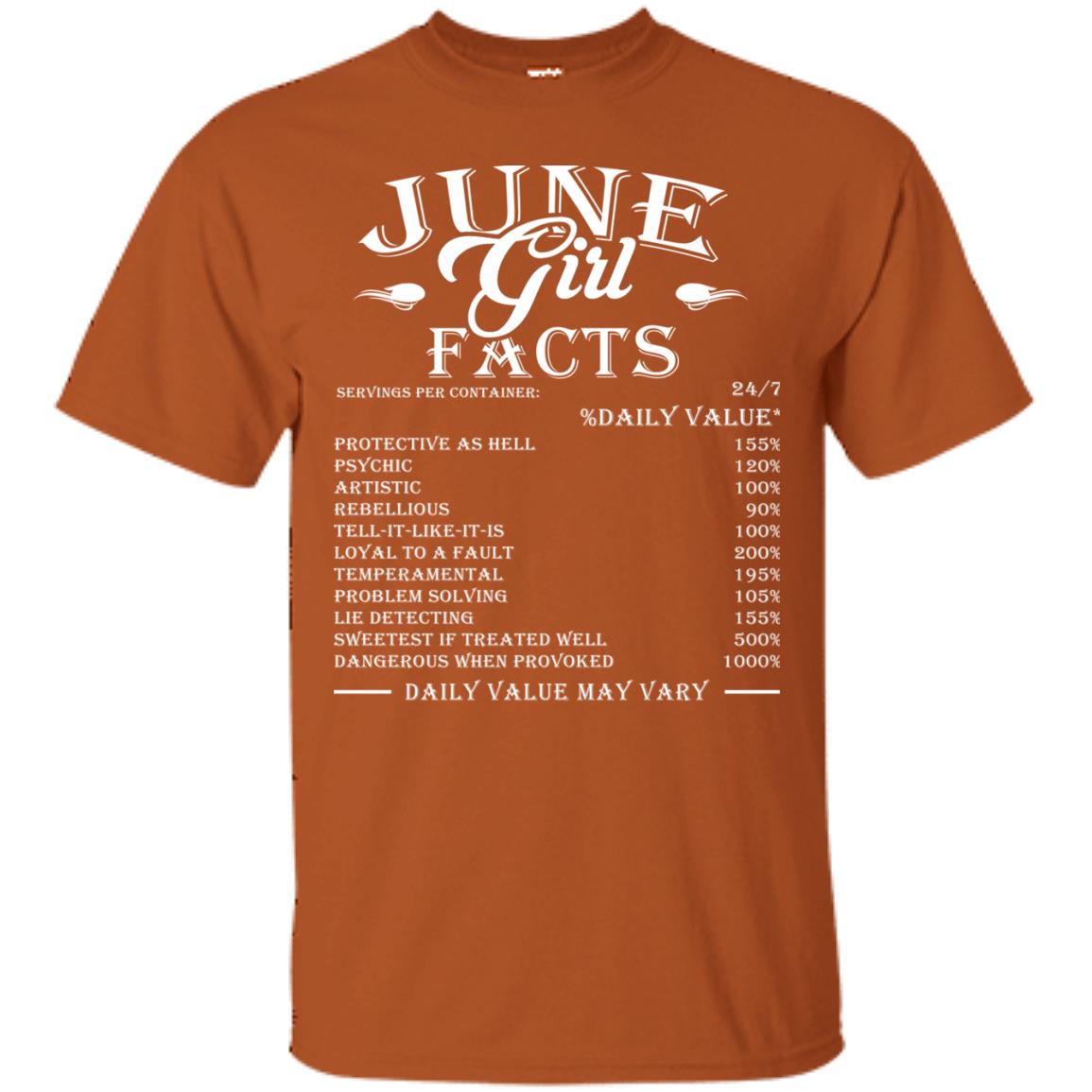 June Girl Facts Facts T-shirt Texas Orange