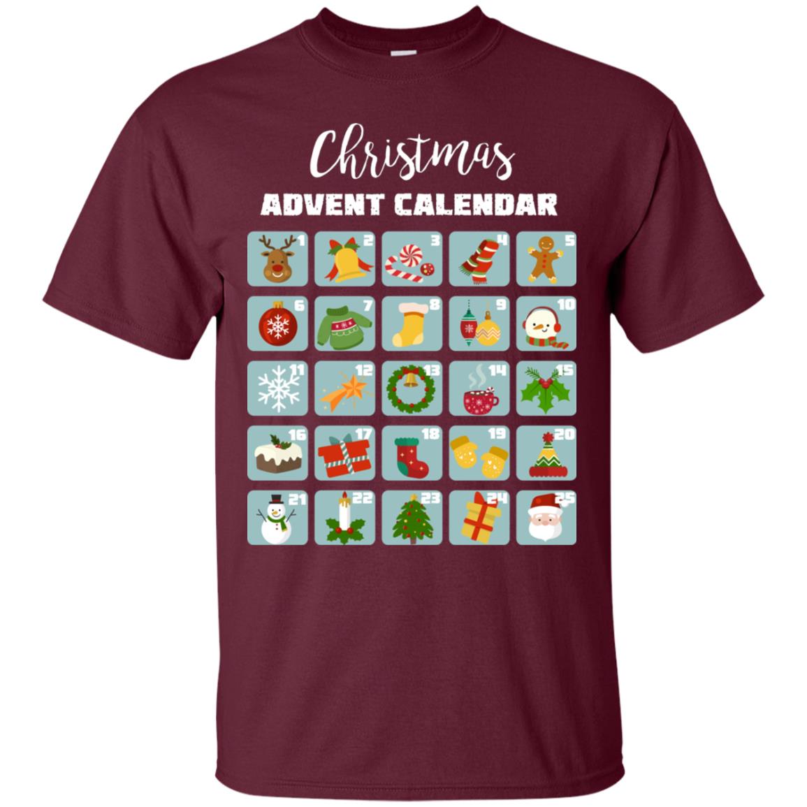 Christmas Calendar December 2018 Gift Shirt Maroon