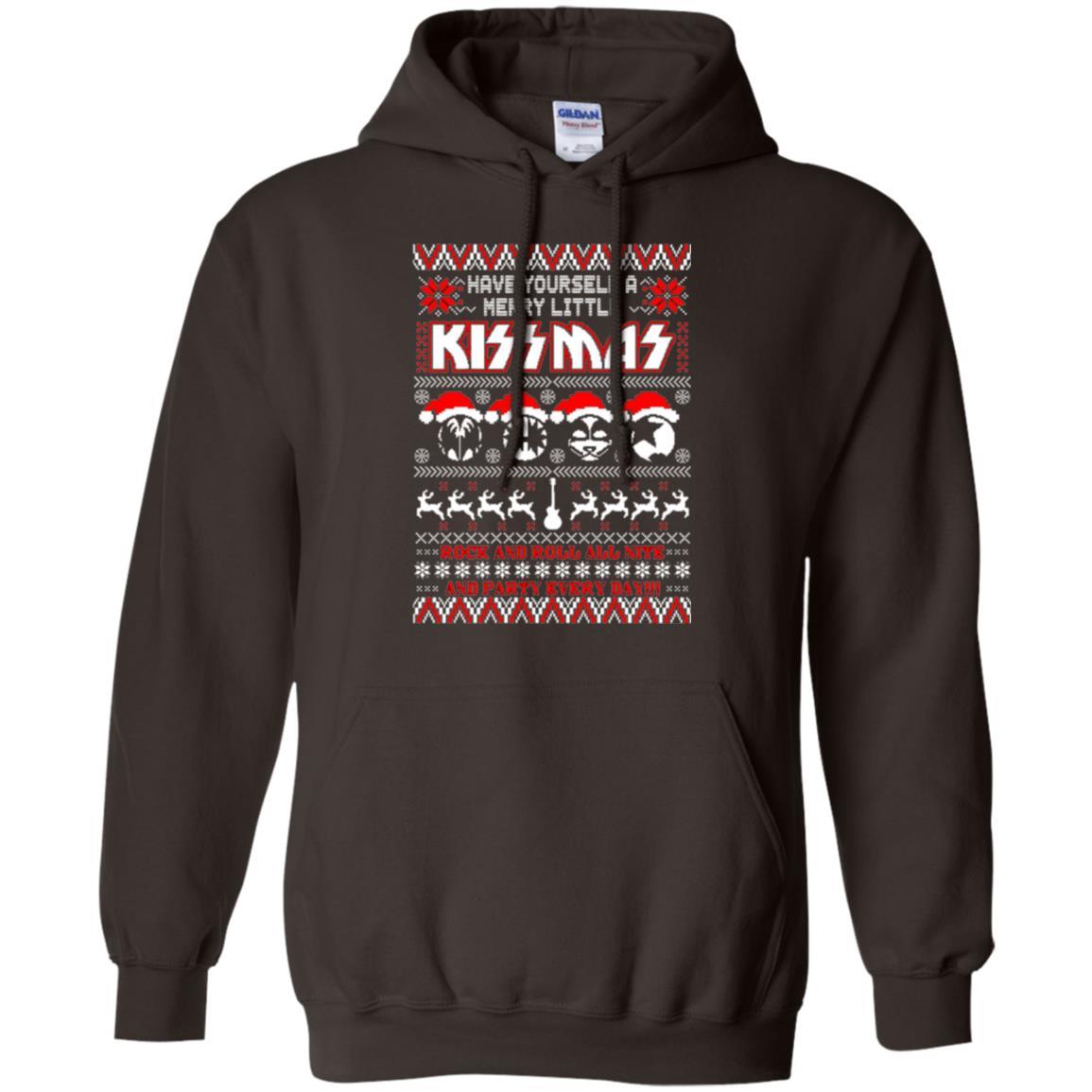 Christmas T-shirt Have Yourself A Merry Little Kissmas Dark Chocolate