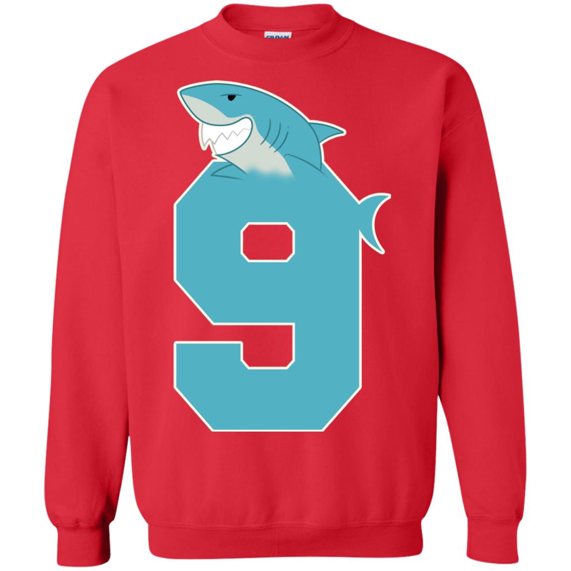 9th Birthday Shark Party Shirt Red