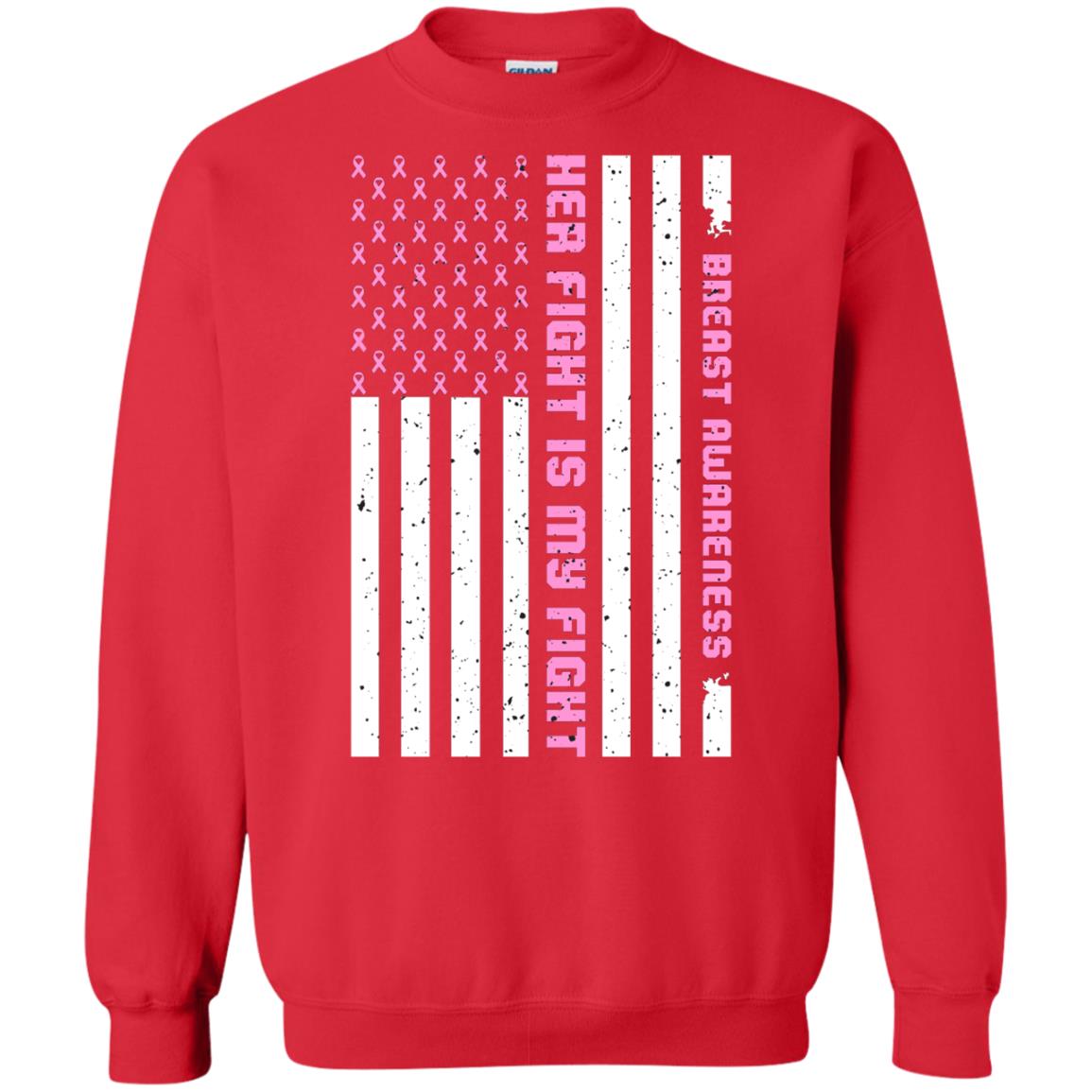 Breast Awareness His Fight Is My Fight Pink Ribbon Stars Flag Of Usa Shirt Red