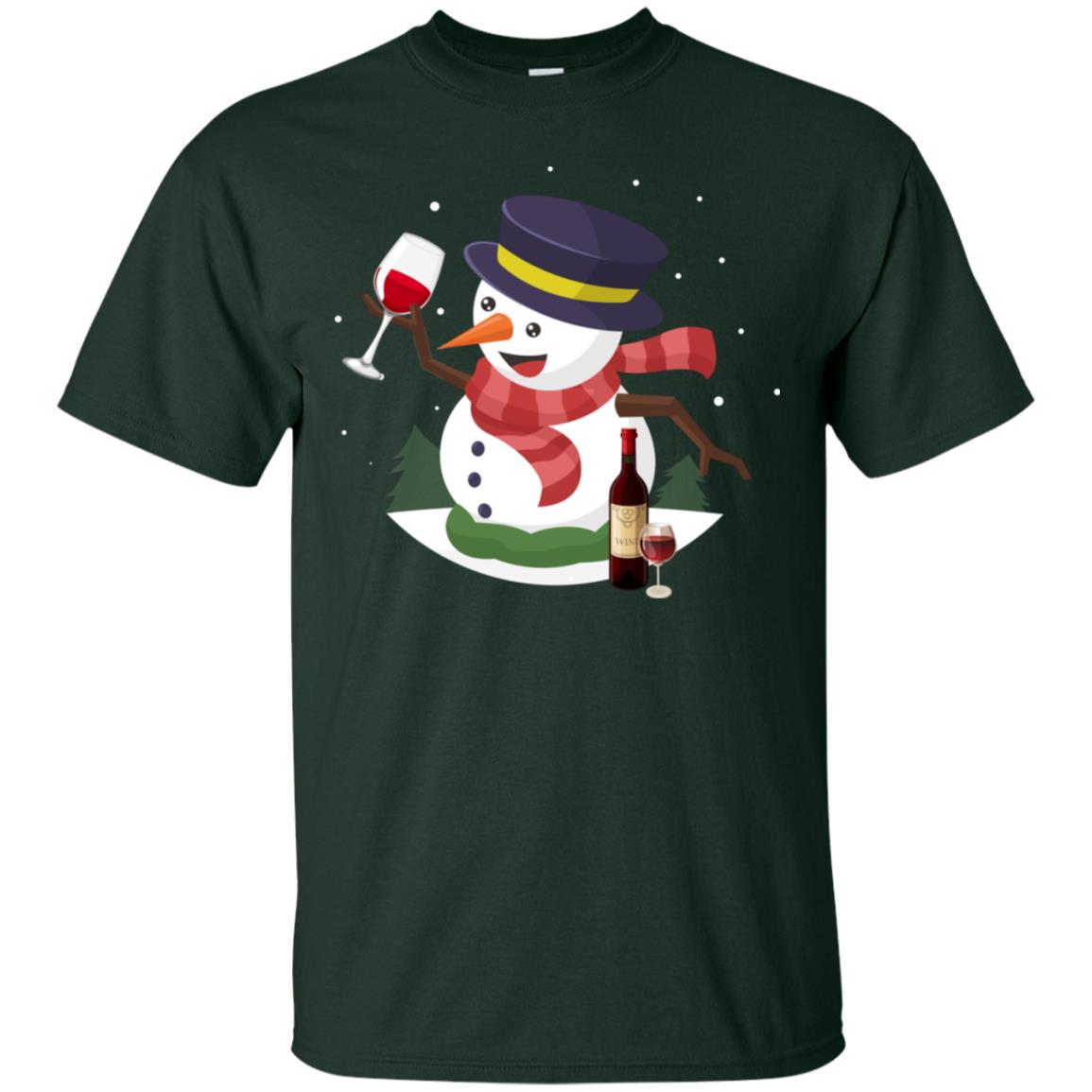 Snowman Cheer Up Wine Drinking Lovers Merry X-mas Gift Shirt Forest