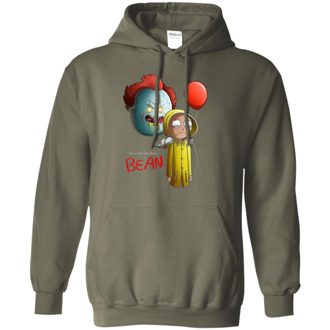 Go With The Flow It And Bean Horror Movie Shirt Military Green