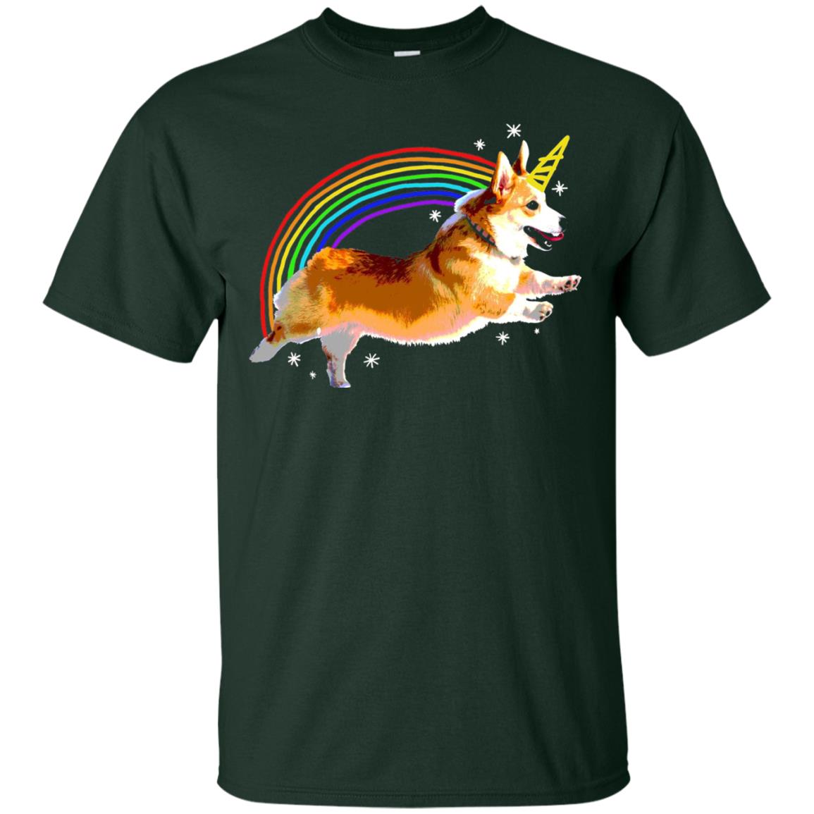 Unicorn Corgi Rainbow Doodle Dog Lover T-shirt Forest