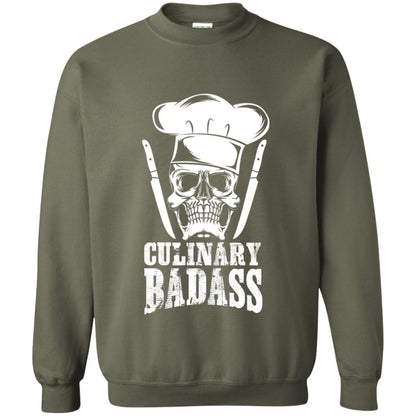 Culinary Badass Funny Chef Skull Knifes Cooking Tshirt Military Green