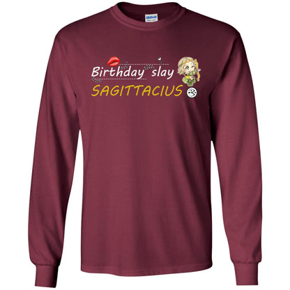 Cute Sagittarius Girl Birthday Lip Slay T-shirt Maroon