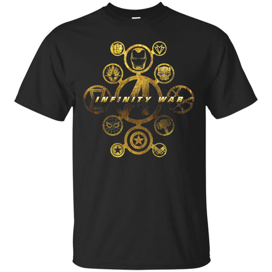 Infinity War Gold Hero Movie T-shirt Black
