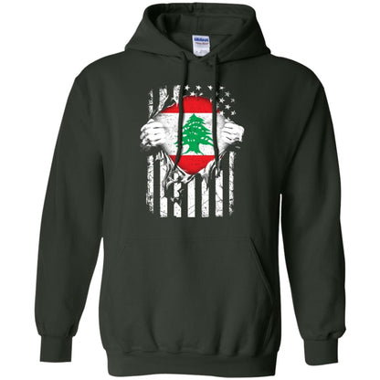 Super Lebanon Hearts American Patriot Flag Lebanese T-shirt Forest Green