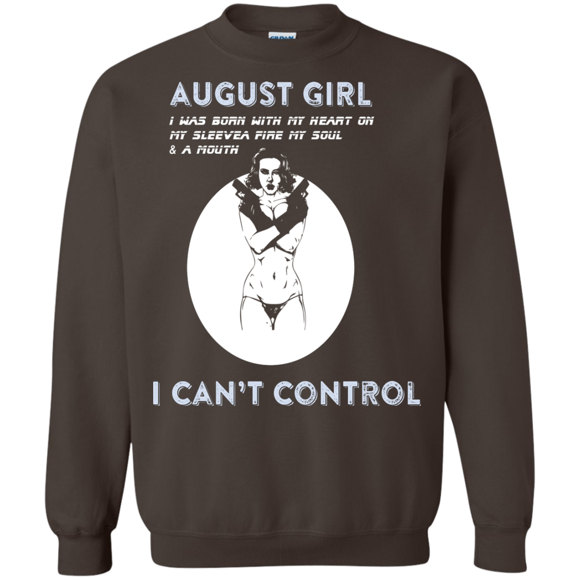 August Girl I Was Born With My Heart T-shirt Dark Chocolate