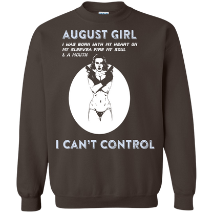 August Girl I Was Born With My Heart T-shirt Dark Chocolate