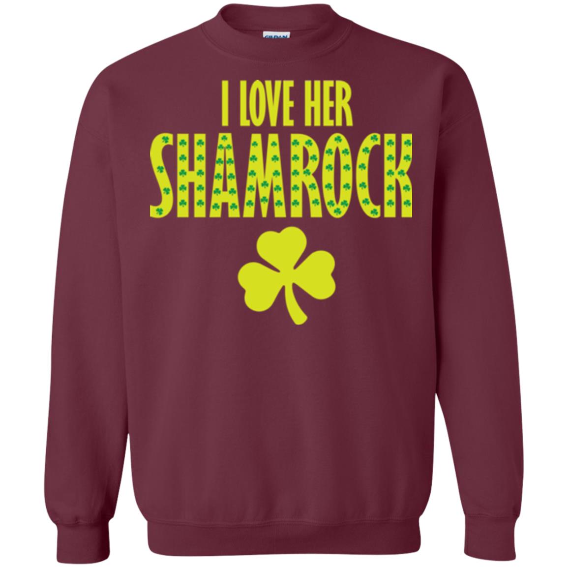 St. Patrick's Day T-shirt I Love Her Shamrock Maroon