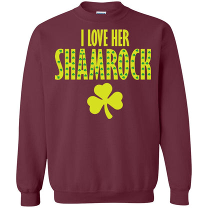 St. Patrick's Day T-shirt I Love Her Shamrock Maroon