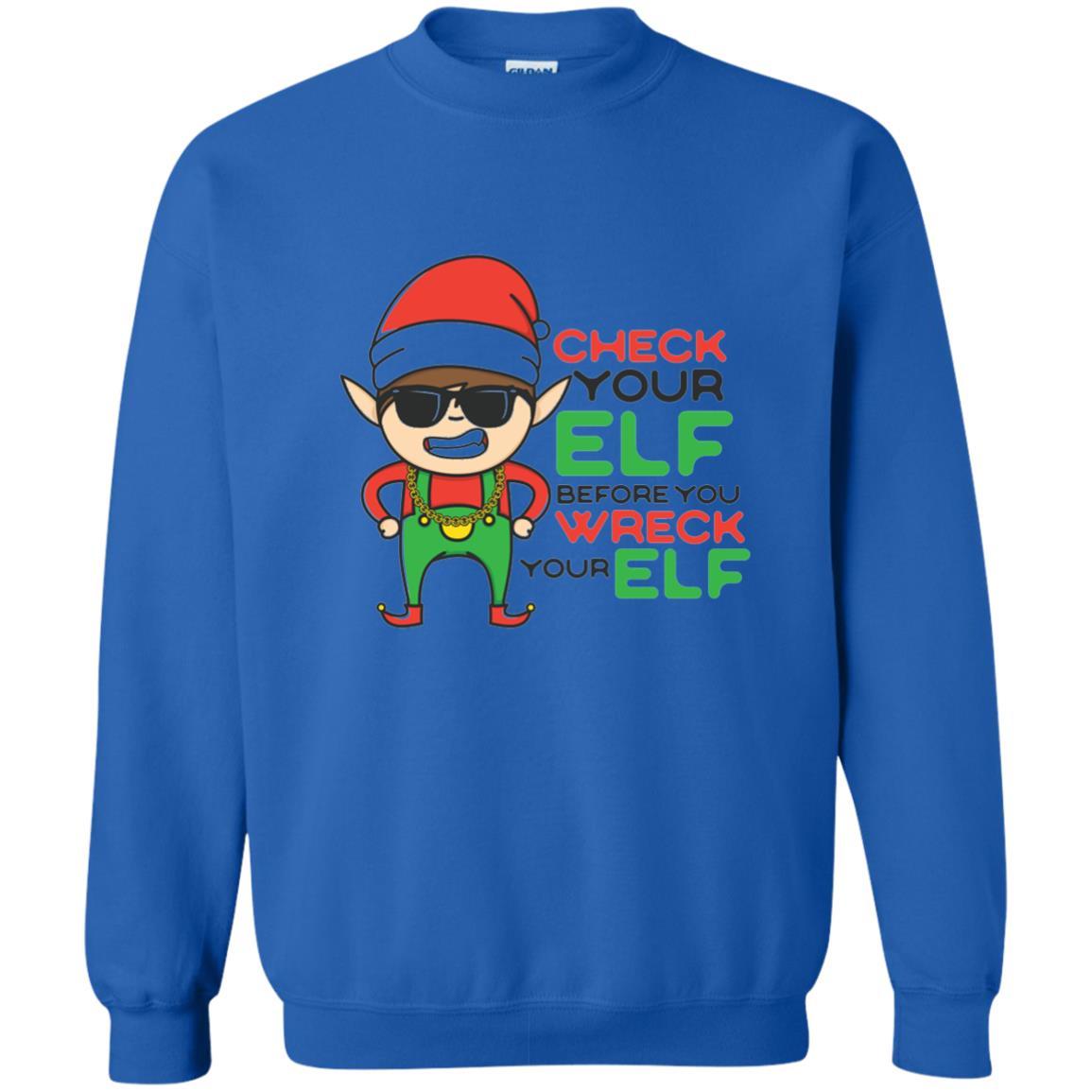 Christmas T-shirt Check Your Elf Before You Wreck Your Elf Royal