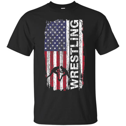 Usa Flag Wrestling T-shirt Black